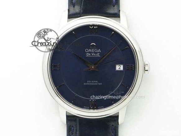 0220 De Ville MK 1:1 Best Edition YG Blue Dial On Black Leather Asian Seagull T1701 (Sec@6) Upgraded 8234